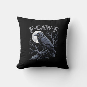Coussin Corbeau F-Caw-F Oiseau Drôle Lune Gothique Humour