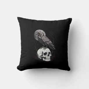 Coussin Corbeau, F-Caw-F Oiseau Drôle Lune Gothique Humour