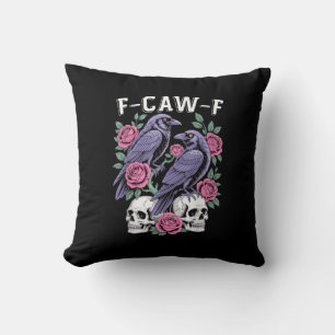 Coussin Corbeau F-Caw-F Oiseau Drôle Lune Gothique Humour 