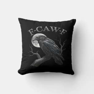 Coussin Corbeau F-Caw-F Oiseau Drôle Lune Gothique Humour