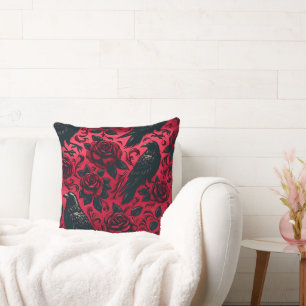 Coussin Corbeau Rose 20x20 Jeu d'oreiller