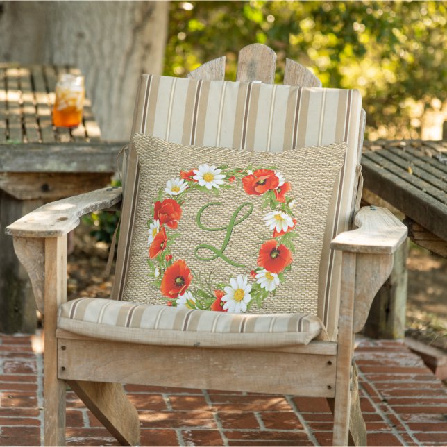 Coussin Corbeille rouge de printemps personnalisée Fleurs  (Chaise)