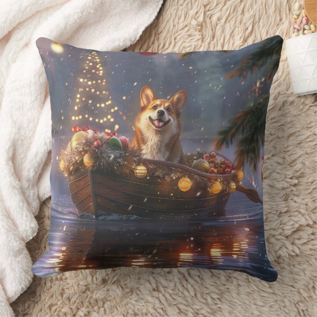 Coussin Corgi Christmas Festive Voyage (Couverture)
