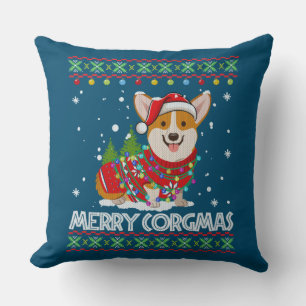 Coussin Corgi Dog Merry Corgmas Santa Corgi Ugly Christmas