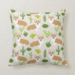 Coussin corgis et cactus lancent l'oreiller - joli cadeau