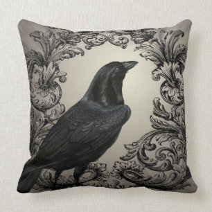 Coussin corneille vintage moderne de Halloween