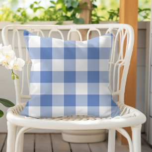 Coussin Cornflower Blue En vichy Check Plaid Motif