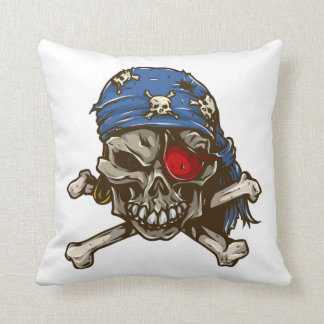 Coussin Correction bleue d'oeil de bandanna d'os croisés