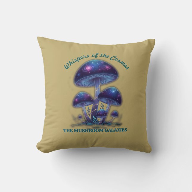 Coussin Cosmic Galaxy Mushrooms • Whimsical Fantasy Fungi  (Recto)