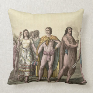Coussin Costumes des Mexicains (gravure de couleur)