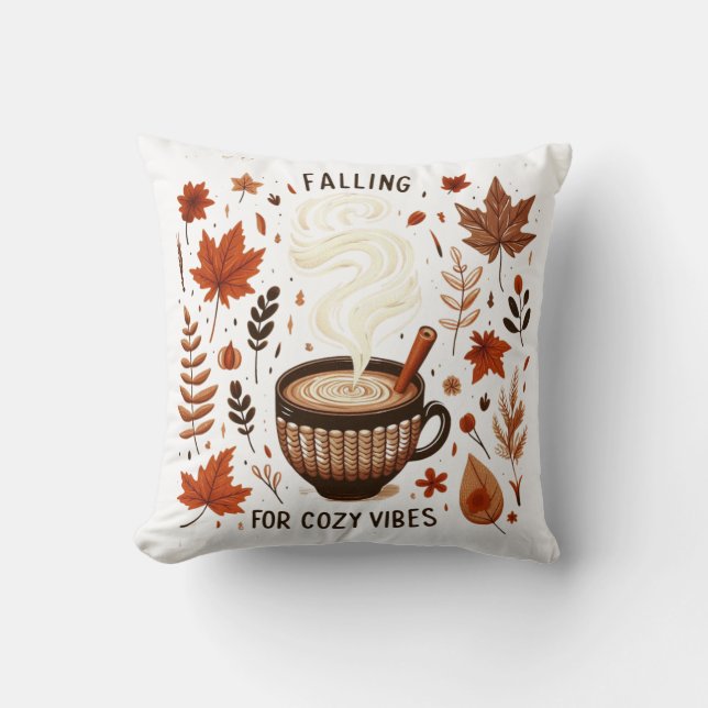 Coussin Cosy automne Citrouille épices et feuilles d'autom (Recto)