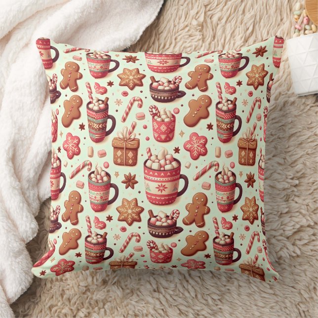 Coussin Cosy Christmas Cocoa and Gingerpain Motif (Couverture)