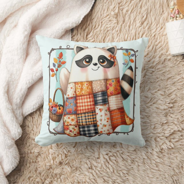 Coussin Cosy Raccoon d'automne Patchwork Quilt (Couverture)