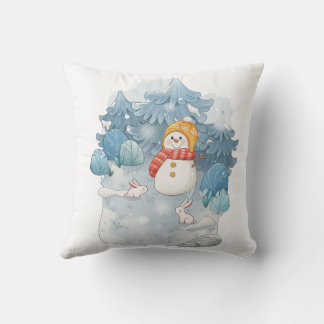 Coussin Cosy Winter Wonderland Snowman Thlow Pillow