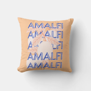 Coussin Côte d'Amalfi, Italie Travel Art, Preppy, Orange