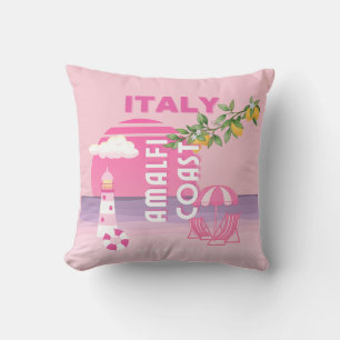 Coussin Côte d'Amalfi, Voyage à Preppy, Rose