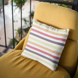 Coussin Coton à rayures colorées