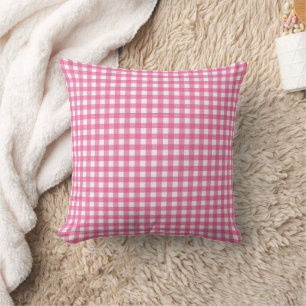 Coussin Coton Candy rose et blanc En vichy Plaid Motif