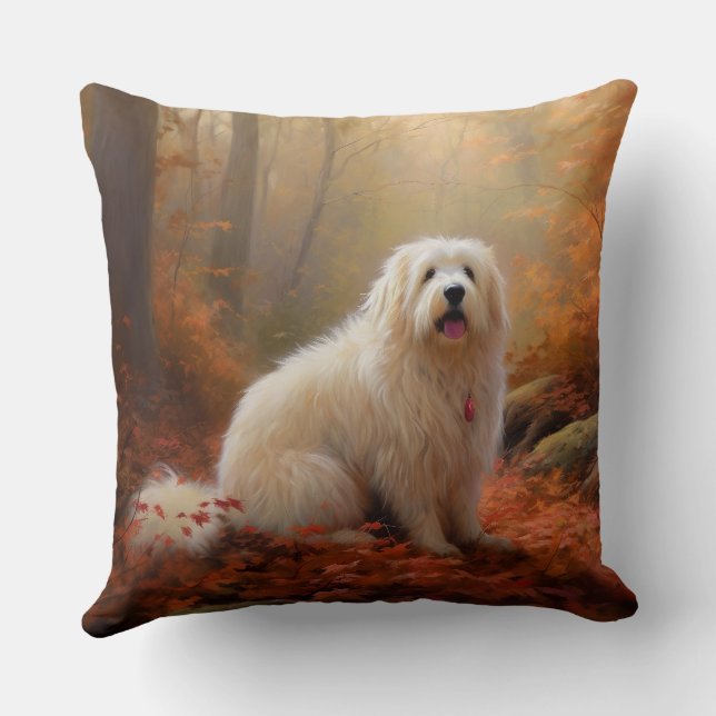 Coussin Coton De Tulear en automne Leaves automne Inspire (Verso)