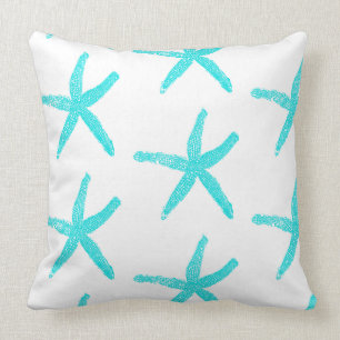 Coussin Coton Motif blanc blanc blanc blanc Turquoise d'éc