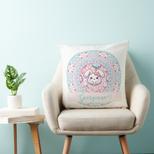 Coussin Coton Personnalisé Candy Kawaii Bunny Dot Mandala