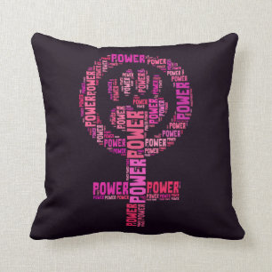 Coussin Coton pourpre 16" de poing féministe de puissance