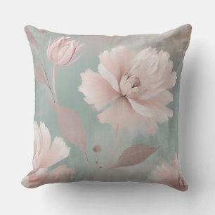 Coussin Cottage côtier rose et menthe Floral
