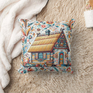 Coussin Cottage fleuri coloré avec des motifs dynamiques