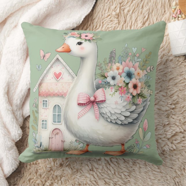 Coussin Cottage Goose Floral House Scène (Couverture)