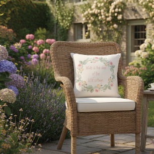 Coussin Cottage Rose Wreath Verse irlandais