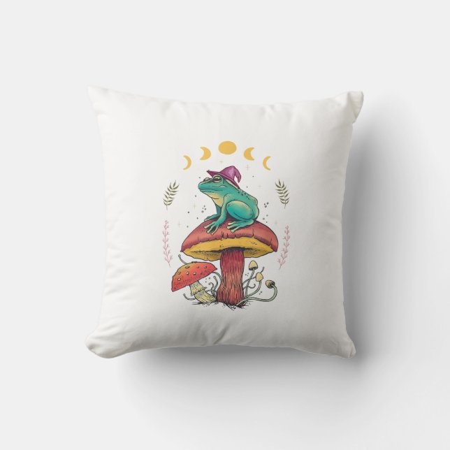 Coussin Cottagecore Aesthetic Goblincore Frog Wizard On Mu (Recto)