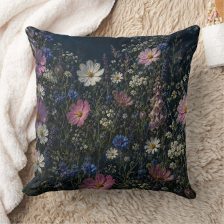 Coussin Cottagecore Fleur de digitale Fleurale Sombre
