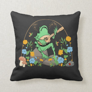 Coussin Cottagecore grenouille esthétique Banjo Joueur Mu