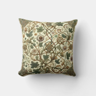 Coussin Cottagecore Nœud Celtique Jardin Émeraude