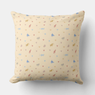 Coussin Cottagecore Pastel Coquet Cats & Cœurs