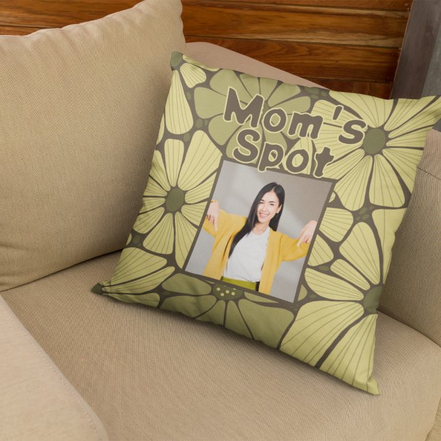 Coussin Couch-Chat de maman Jaune Photo Fête des Mères Cad (Créateur téléchargé)