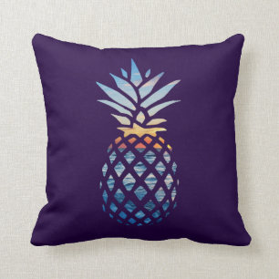 Coussin Coucher de soleil de l'ananas et vagues de l'océan