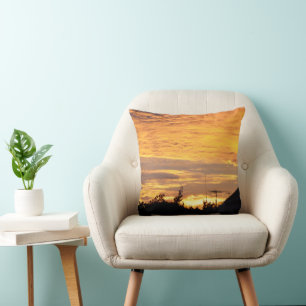 Coussin Coucher de soleil Extraordinaire jaune doré,