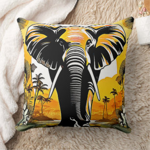 Coussin Coucher de soleil majestueux d'éléphant