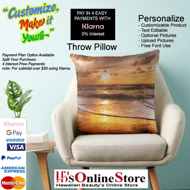 Coussin Coucher de soleil Plage Polyester Jeu d'oreiller 4 (Sunset Beach Polyester Large Throw Pillow 44.)