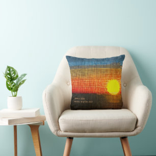 Coussin Coucher de soleil sur couture croisée personnalisé