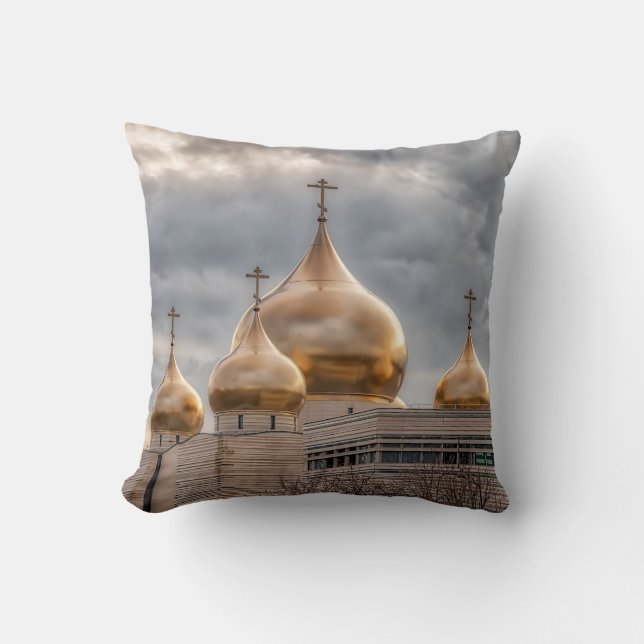Coussin Coucher de soleil sur la cathédrale orthodoxe russ (Recto)