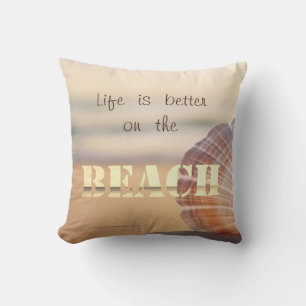 Coussin Coucher de soleil sur la plage Coquillage
