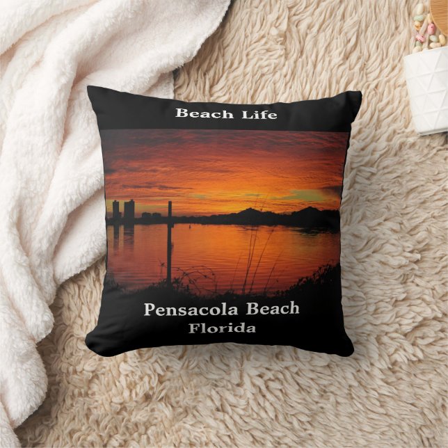 Coussin Coucher de soleil sur la plage de Pensacola (Couverture)