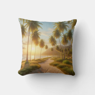 Coussin coucher de soleil sur la plage des Caraïbes/tropic