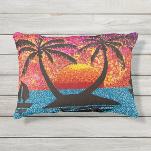 Coussin - Coucher de soleil sur l'île tropicale