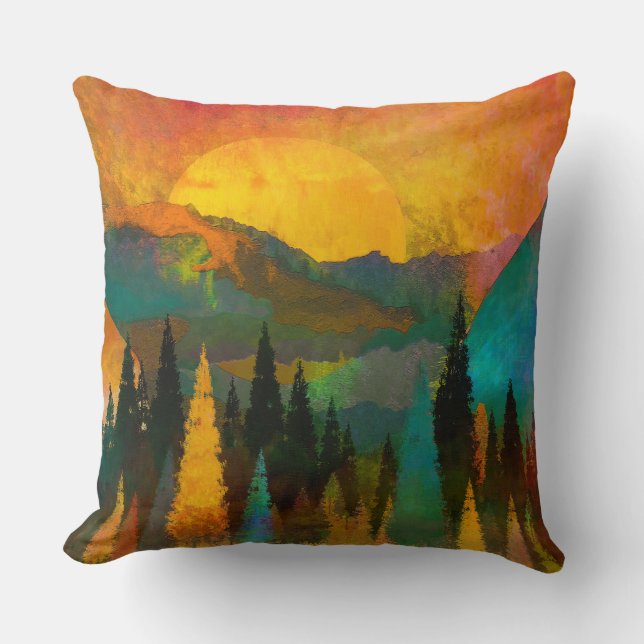 Coussin Coucher du soleil de montagne (Recto)