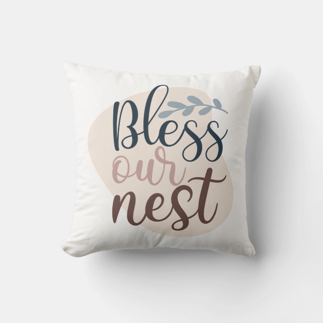 Coussin Couleur Abstraite Editable Bless Notre Typographie (Recto)