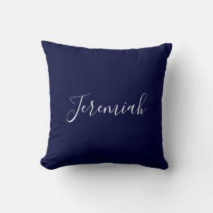Coussin Couleur bleu marine Calligraphie moderne simple de
