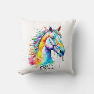 Coussin Couleur d'aquarelle colorée conception de la tête 